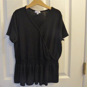 Girls Sheer Black Wrap Cotton Top Sz L